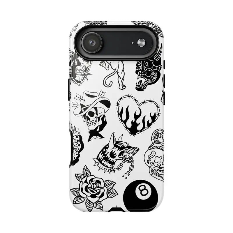 Old School Black & White Halloween Cellphone Casing for Halloween Fans, TPU Shockproof Wireless Cover with Anti-Fingerprint, Scratch-Resistant Features, Multi-Model Fit for Iphone 17/16/15/14/13/12/11 Pro Max/Plus & Samsung Galaxy S23FE/22/23/24/25, Smart