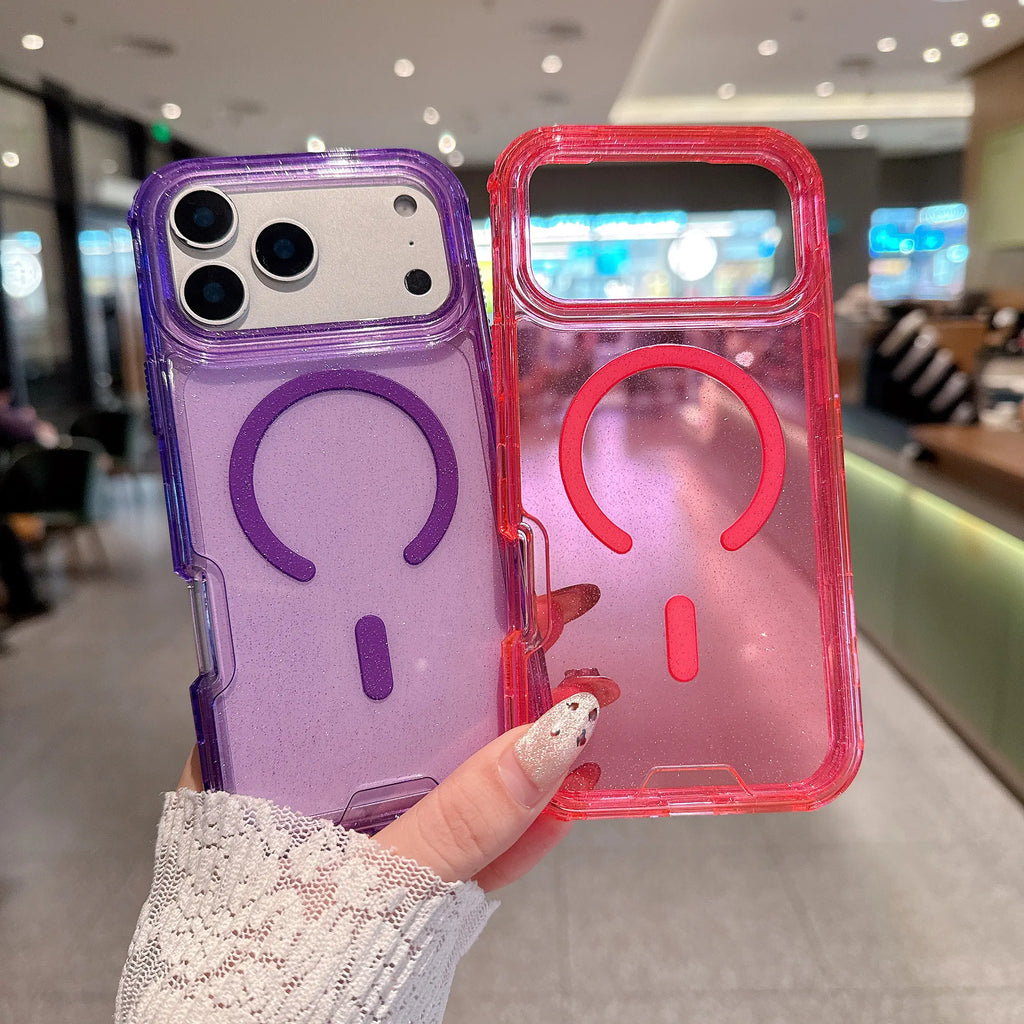 Bling Glitter Magnetic Translucent Case for iPhone 17 Pro Max - Matte, Magsafe Compatible, Military Grade Drop Protection, Anti-Scratch & Shockproof Cover