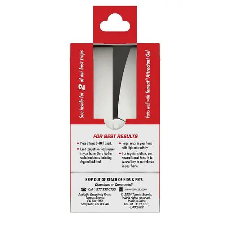 Tomcat Press ‘N Set Mouse Trap - Effortless One-Touch Setup & No-Mess Disposal, 2-Pack