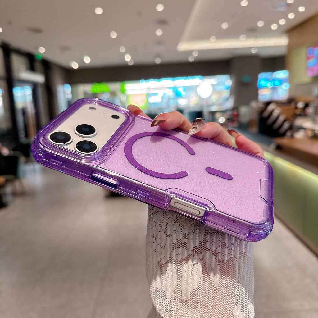 Bling Glitter Magnetic Translucent Case for iPhone 17 Pro Max - Matte, Magsafe Compatible, Military Grade Drop Protection, Anti-Scratch & Shockproof Cover