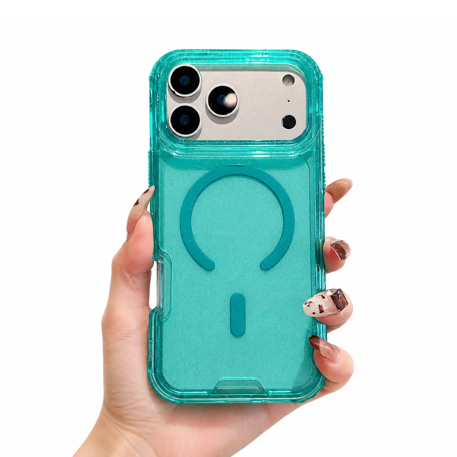Bling Glitter Magnetic Translucent Case for iPhone 17 Pro Max - Matte, Magsafe Compatible, Military Grade Drop Protection, Anti-Scratch & Shockproof Cover
