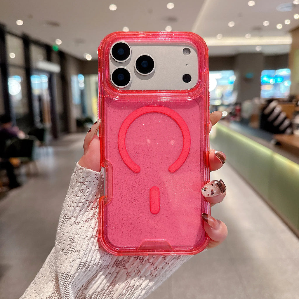 Bling Glitter Magnetic Translucent Case for iPhone 17 Pro Max - Matte, Magsafe Compatible, Military Grade Drop Protection, Anti-Scratch & Shockproof Cover