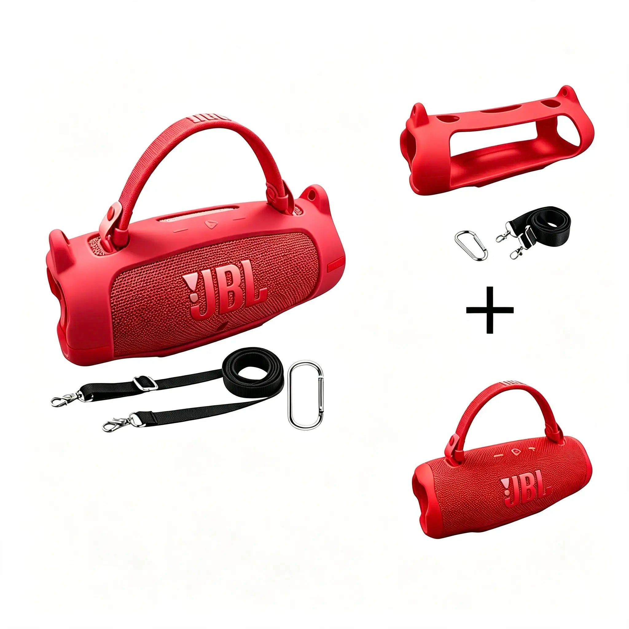 Fadaiqi Waterproof Silicone Case with Shoulder Strap for JBL Charge 6 - Soft, Drop-Proof Sleeve for Outdoor Parties (Includes Case and Speaker)