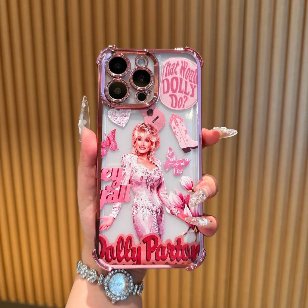 Dolly Parton Pink Coquette Floral Phone Case - Stylish & Tough for iPhone 17 Pro Max, Samsung S21-S26 - Perfect Gift for Fans!