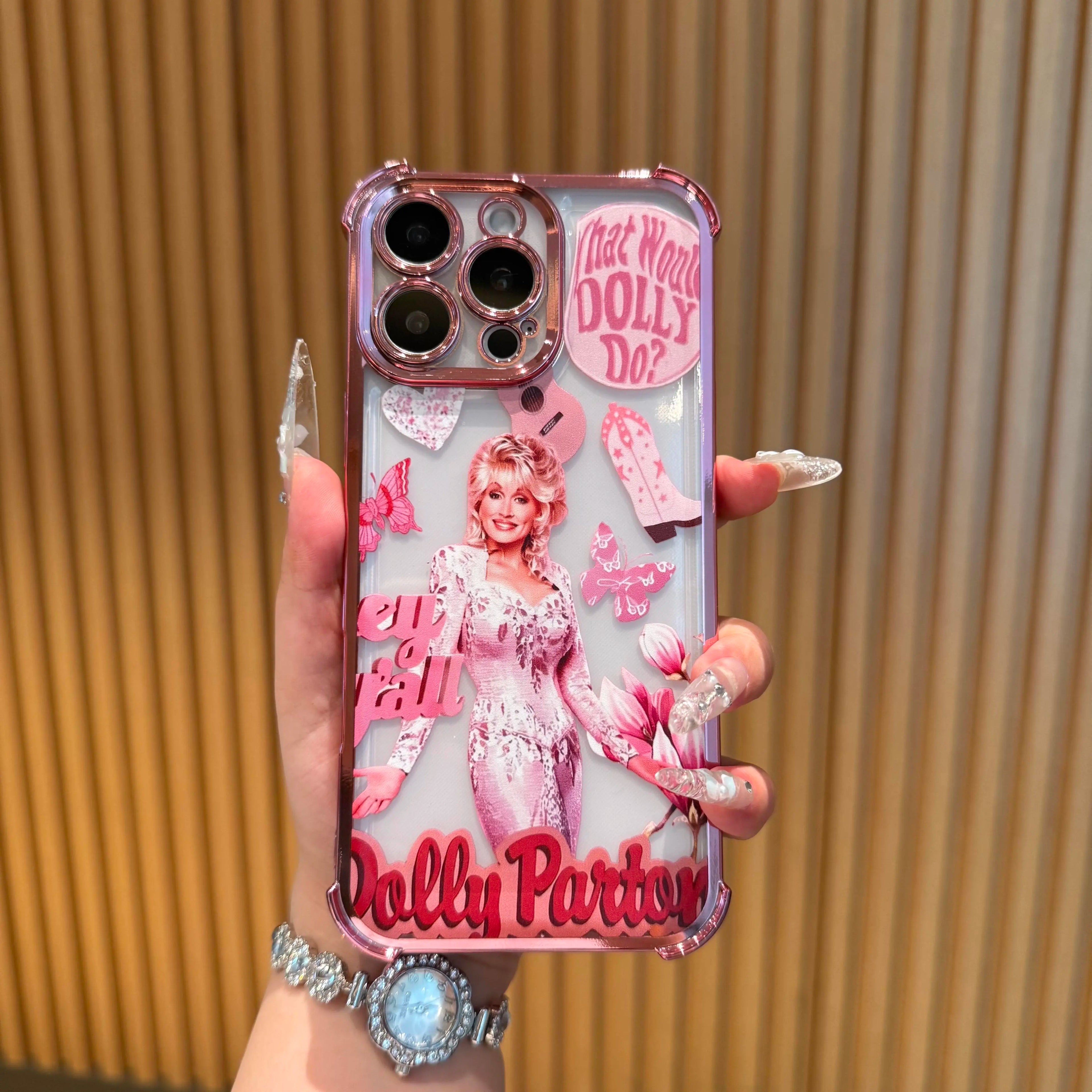 Dolly Parton Pink Coquette Floral Phone Case - Stylish & Tough for iPhone 17 Pro Max, Samsung S21-S26 - Perfect Gift for Fans!
