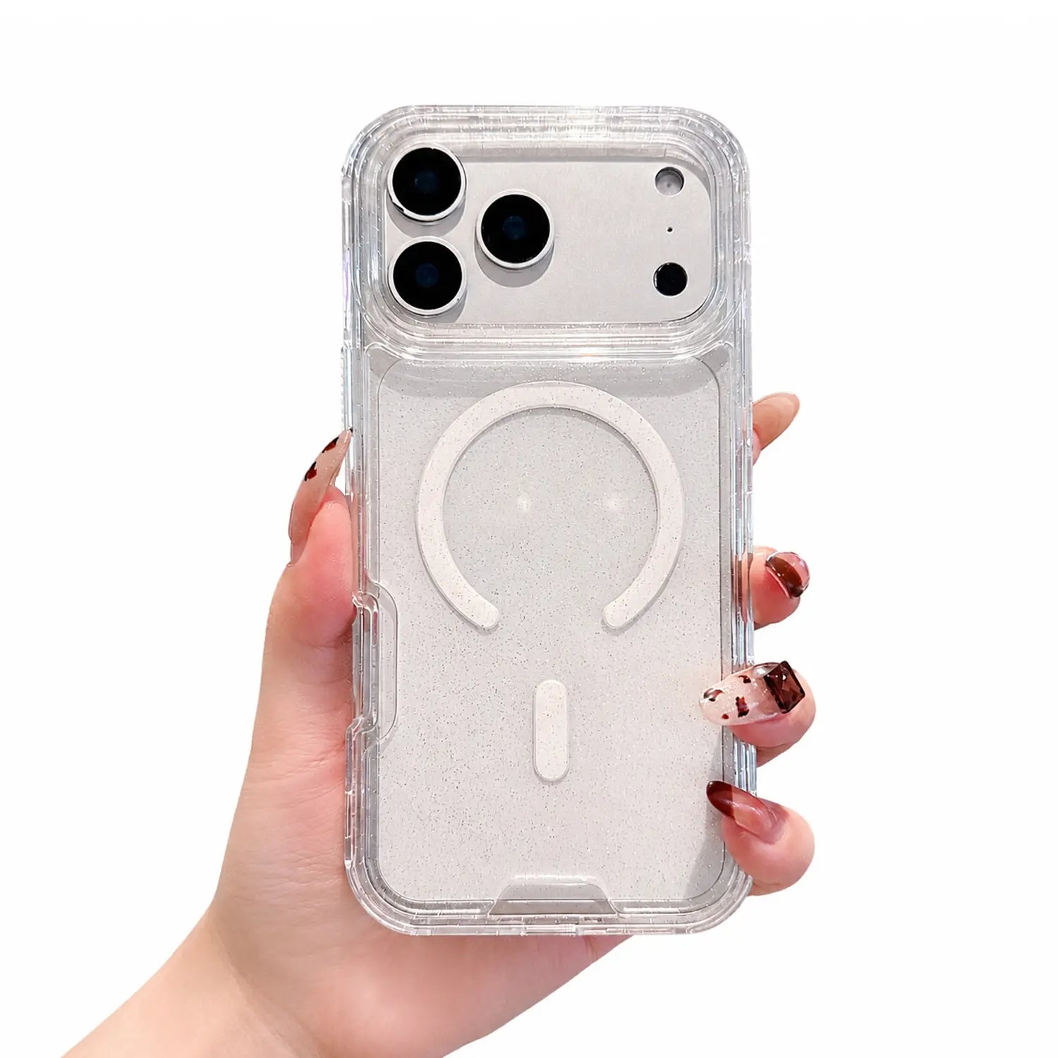 Bling Glitter Magnetic Translucent Case for iPhone 17 Pro Max - Matte, Magsafe Compatible, Military Grade Drop Protection, Anti-Scratch & Shockproof Cover