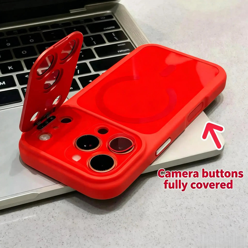 Matte Magnetic Phone Case with Kickstand & Shockproof Design for iPhone 12-17 Pro Max/Pro/Plus - Large Camera Window & 4K Projector Compatible