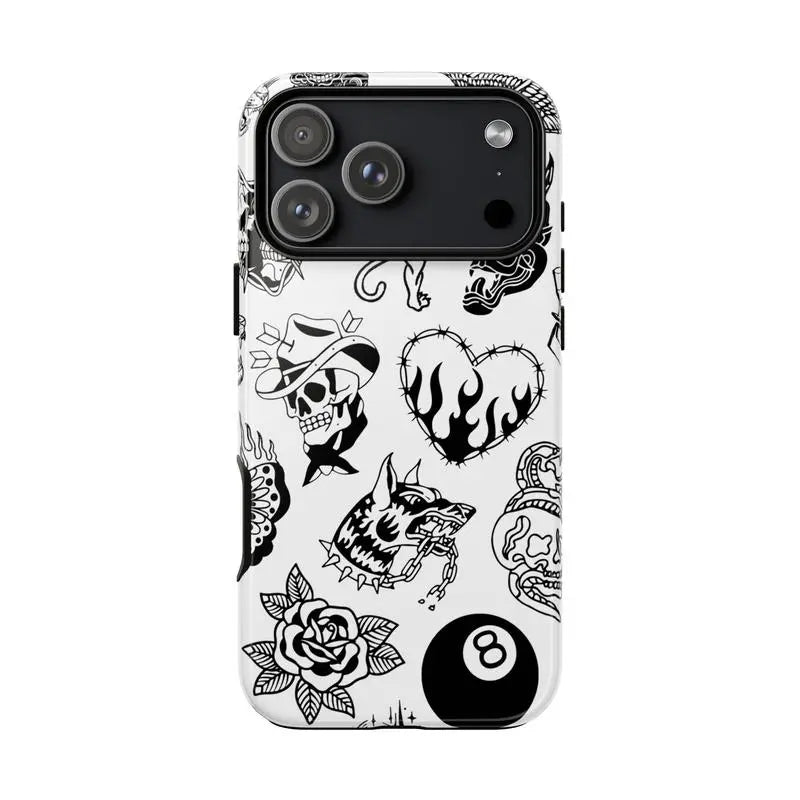 Old School Black & White Halloween Cellphone Casing for Halloween Fans, TPU Shockproof Wireless Cover with Anti-Fingerprint, Scratch-Resistant Features, Multi-Model Fit for Iphone 17/16/15/14/13/12/11 Pro Max/Plus & Samsung Galaxy S23FE/22/23/24/25, Smart