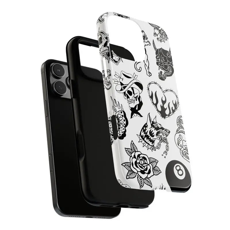 Old School Black & White Halloween Cellphone Casing for Halloween Fans, TPU Shockproof Wireless Cover with Anti-Fingerprint, Scratch-Resistant Features, Multi-Model Fit for Iphone 17/16/15/14/13/12/11 Pro Max/Plus & Samsung Galaxy S23FE/22/23/24/25, Smart