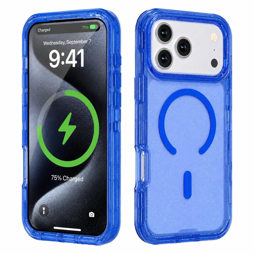 Bling Glitter Magnetic Translucent Case for iPhone 17 Pro Max - Matte, Magsafe Compatible, Military Grade Drop Protection, Anti-Scratch & Shockproof Cover
