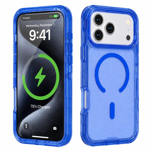Bling Glitter Magnetic Translucent Case for iPhone 17 Pro Max - Matte, Magsafe Compatible, Military Grade Drop Protection, Anti-Scratch & Shockproof Cover