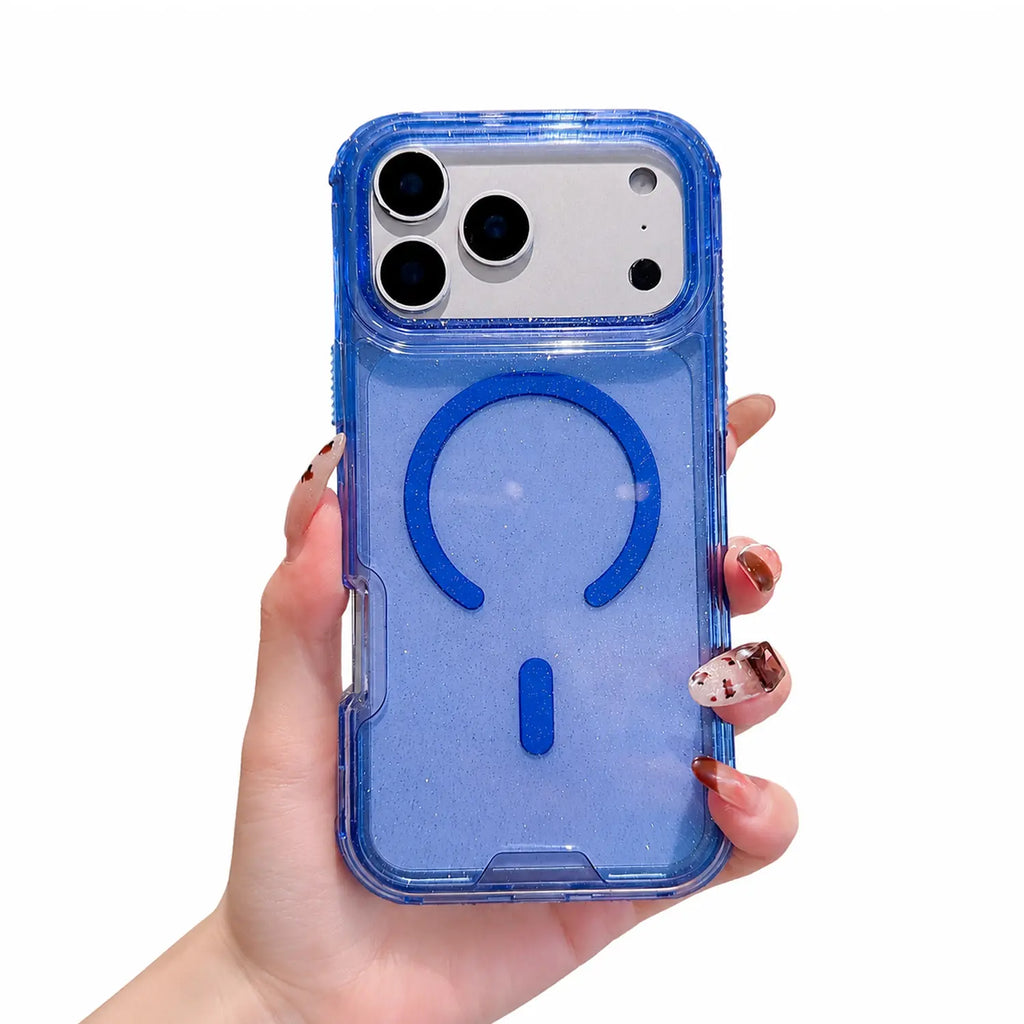 Bling Glitter Magnetic Translucent Case for iPhone 17 Pro Max - Matte, Magsafe Compatible, Military Grade Drop Protection, Anti-Scratch & Shockproof Cover