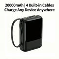 20000mAh Portable Power Bank with Retractable Cables, LED Display, Dual USB Output & Flashlight – Perfect Charger for iPhone, Android & More!